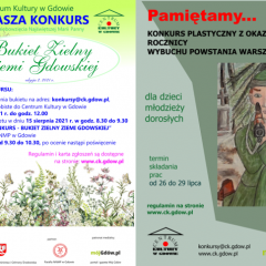 Wspólnie z Centrum Kultury w Gdowie zachęcamy do wzięcia udziału w wakacyjnych konkursach