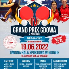 Zaproszenie na IV Grand Prix Gdowa w tenisie stołowym – zgłoszenia do 18 czerwca