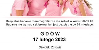 BADAM SIĘ – MAM PEWNOŚĆ! Bezpłatne badania mammograficzne w Gdowie!