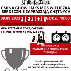 Zaproszenie na Turniej Szachowy z okazji rozpoczęcia roku szkolnego.