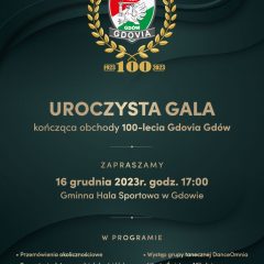 Zaproszenie na uroczystą Galę z okazji Jubileuszu 100-lecia Ludowego Klubu Sportowego Gdovia Gdów