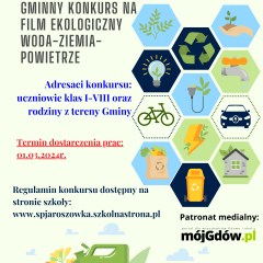 Zaproszenie do udziału w Gminnm Konkursie na Film Przyrodniczy Woda-Ziemia-Powietrze