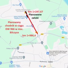 Planują chodnik przy DW 966 w Bilczycach. Gdów przygotowuje projekt dla wyczekiwanej inwestycji