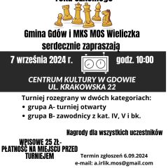 Zaproszenie na turniej szchowy z okazji rozpoczęcia roku szkolnego
