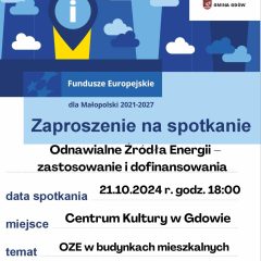 Zaproszenie na spotkanie o OZE i dofinansowaniach