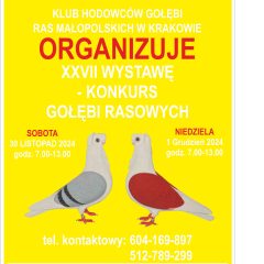Zaproszenie na XXVII Wystawę Gołębi Ras Małopolskich w Gdowie