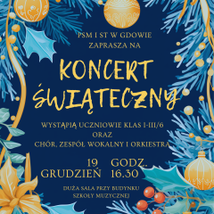 Koncert Świąteczny w Publicznej Szkole Muzycznej I stopnia w Gdowie