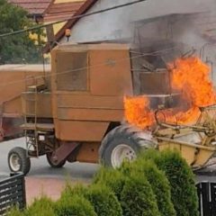 Seria groźnych zdarzeń w gminie Gdów. Pożar kombajnu w Pierzchowie i wypadek w Krakuszowicach