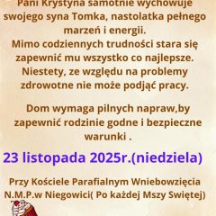 „Słodka pomoc dla Pani Krystyny i Tomka” – lokalna społeczność łączy siły, by wesprzeć potrzebującą rodzinę