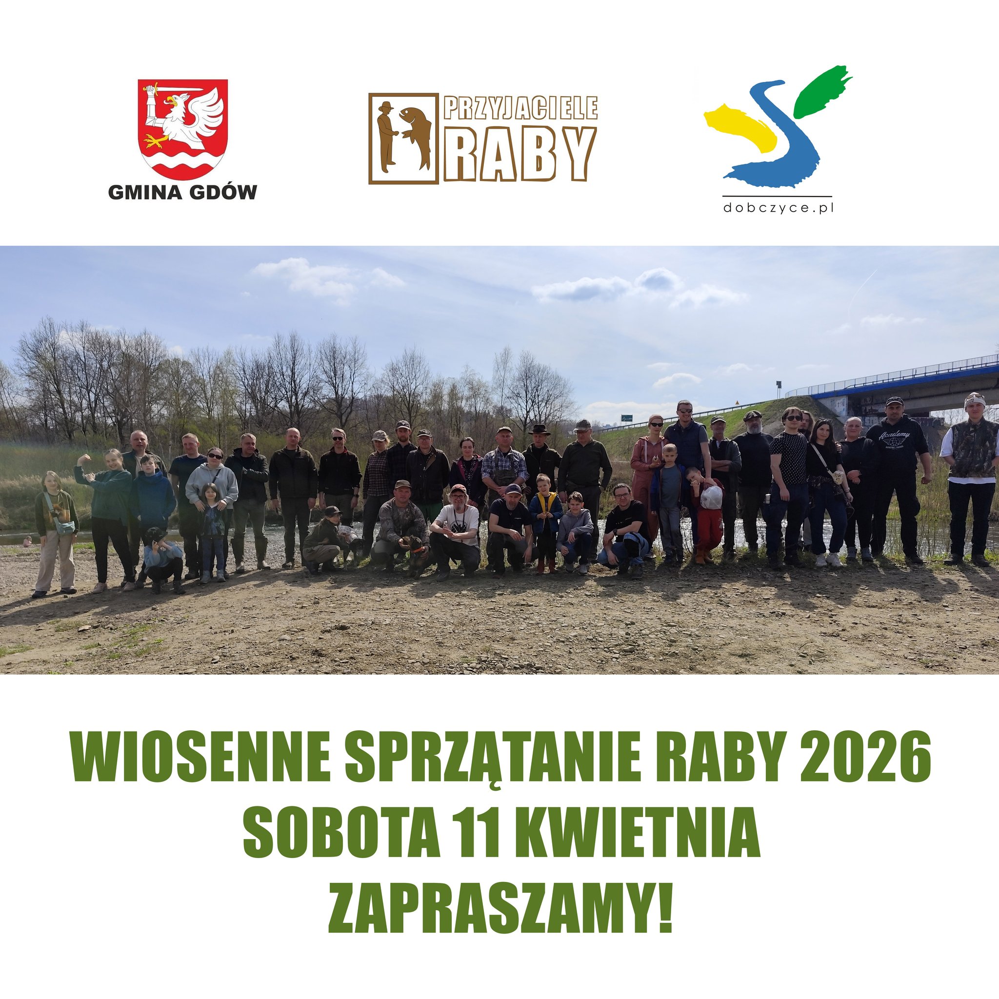 Wspólne sprzątanie w Gminie Gdów – mieszkańcy zadbają o Rabę i lokalne przestrzenie