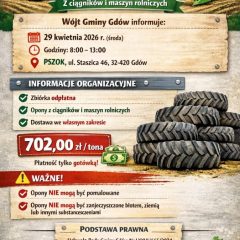 Odpłatna zbiórka zużytych opon rolniczych w Gminie Gdów
