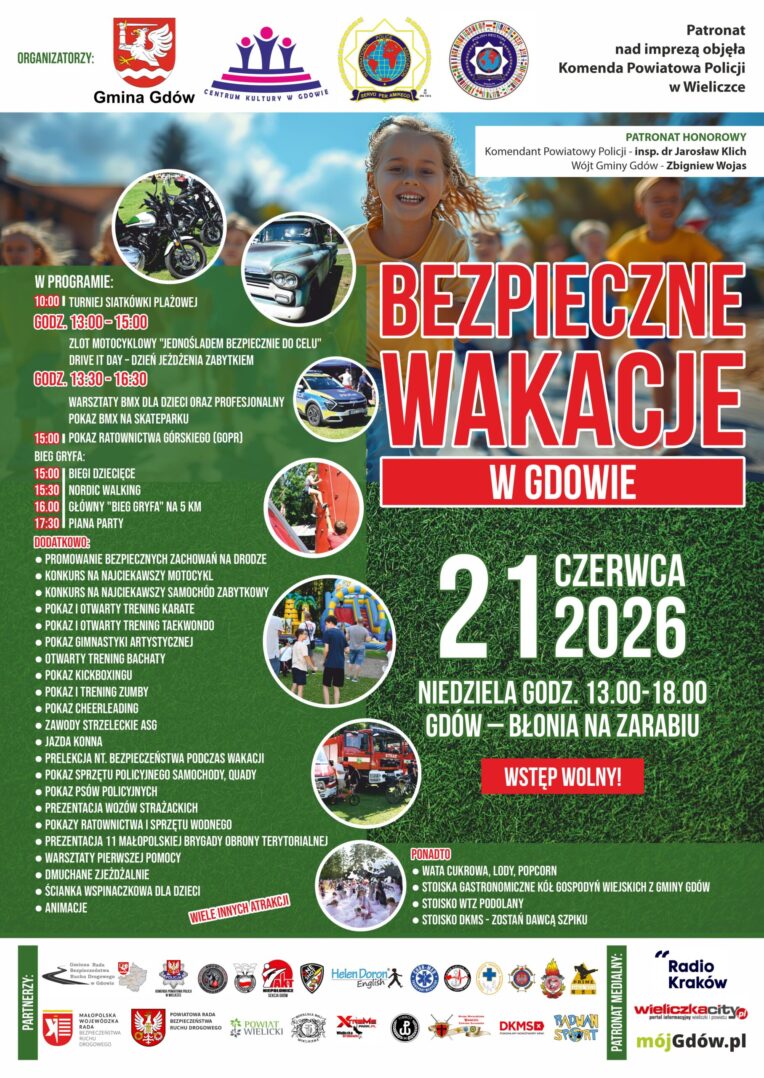 Bezpieczne Wakacje w Gdowie 2026 – rodzinny piknik pełen atrakcji