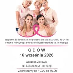 Bezpłatne badania mammograficzne w Gdowie